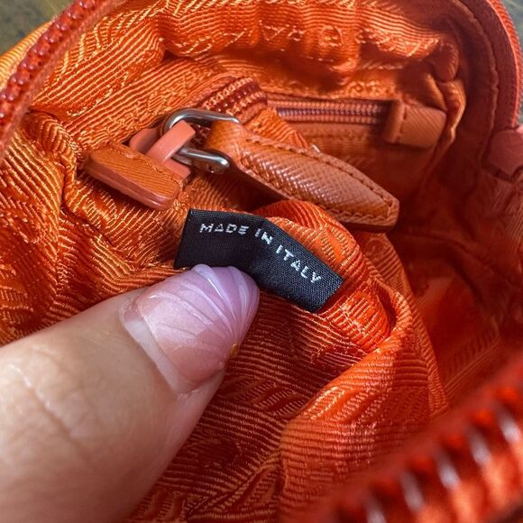 Prada Tessuto Nylon Wristlet Pouch Bag Orange Sombreros Cactus Colorful Festive - Picture 6 of 16